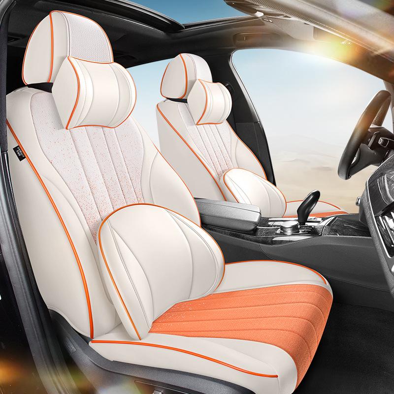 Универсальная градиентная льняная подушка на сиденье автомобиля для пятиместных моделей - Модная, износостойкая ткань для интерьера