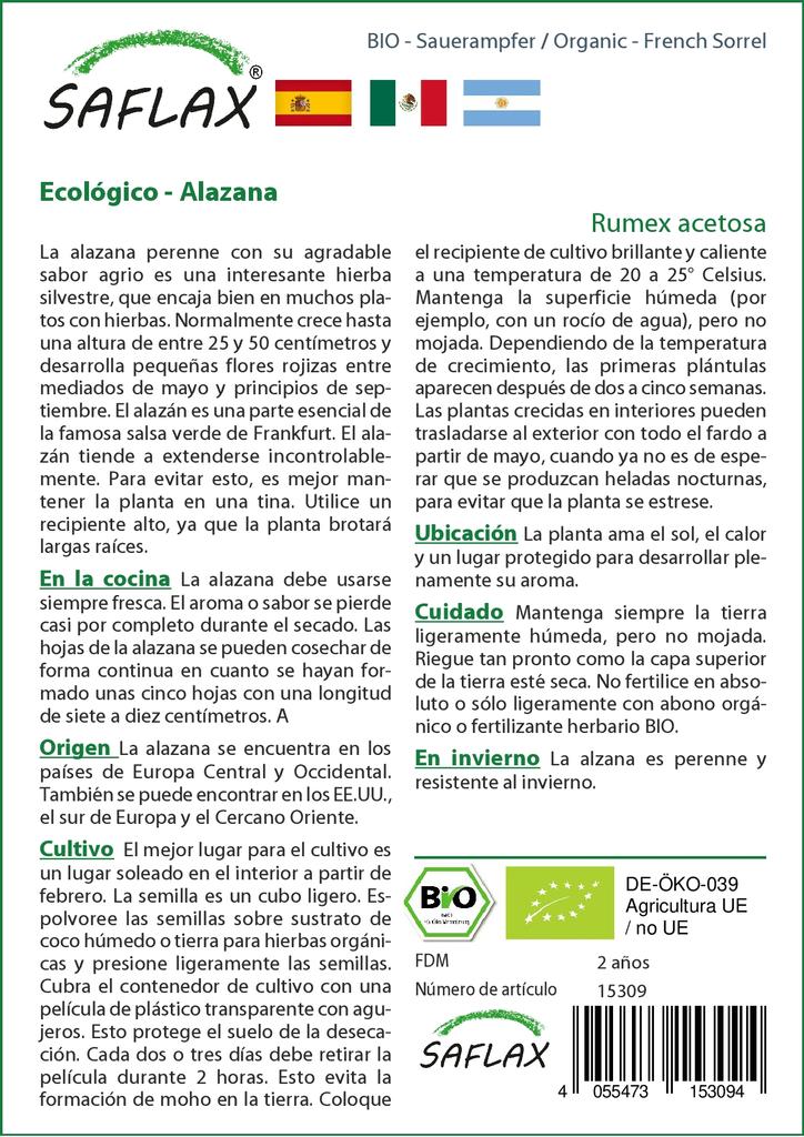 SAFLAX Garden in the Bag - Органический - Французский щавель - 400 семян - С субстратом в подходящем пакете - Rumex acetosa