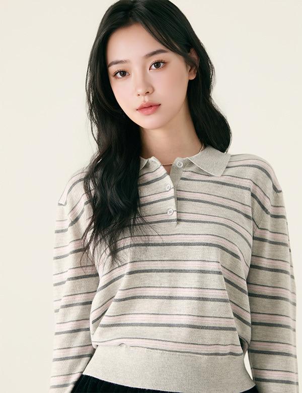 ROEM Striped Collar Sweater_Rmkag12Rt1