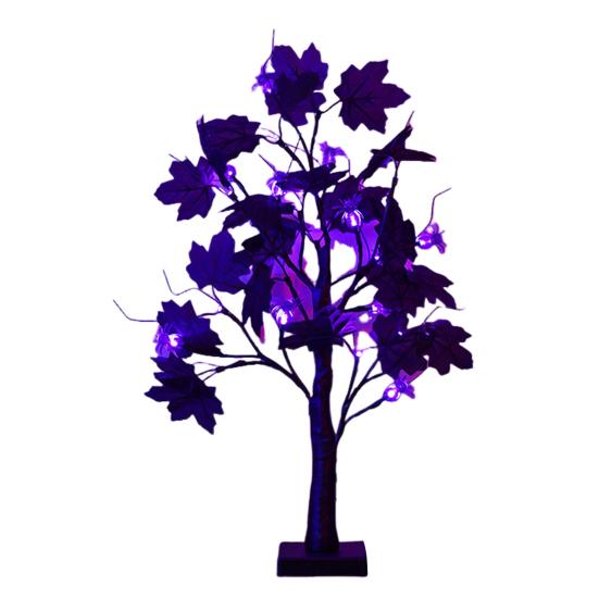 24 Inches Halloween Tree with Light LED Glowing Tree with Ghost/Pimpkin/Eyeball Light for Indoor Home Table Decor