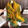 Silk Scarf for Women In Spring  Autumn and Winter  Middle-aged and Elderly Mothers Warm and Versatile  Super Large Scarf Literary Style Travel Scarf