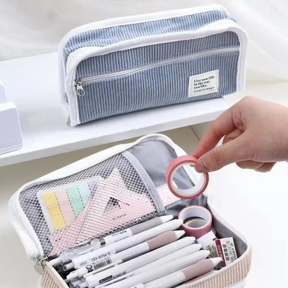Large Capacity Korean Style Pencil Case Desktop Storage Pencil Pouch School Office