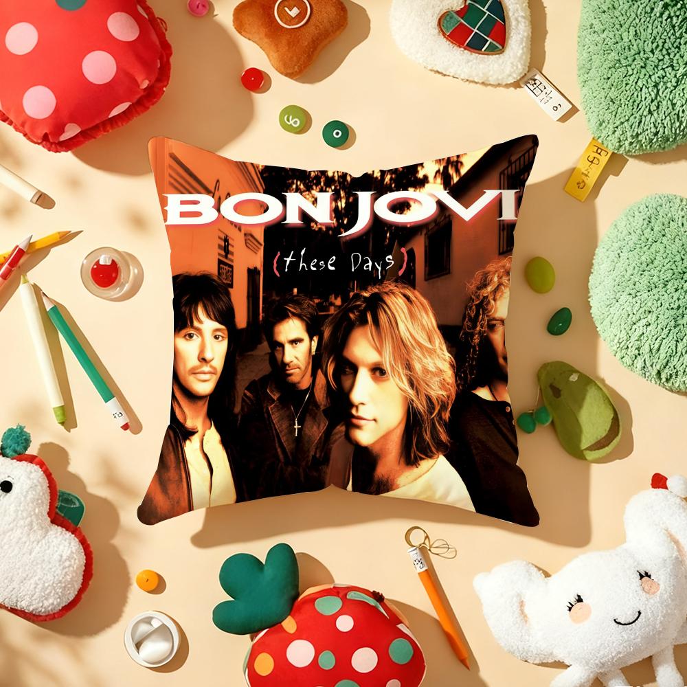 BBon JJovi Rock Cushion Cover Plush Fabric Soft DoubleSided Printed Sofa Warm Winter Home Gift Pillow Cover
