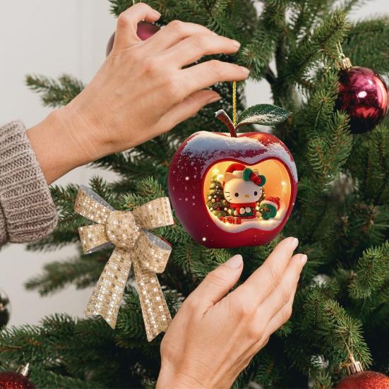 Юшэн Рождественское украшение Мультяшное Аниме Кот в красном фрукте Украшение на рождественскую елку 2D Акриловый подвесной кулон для праздничного домашнего декора