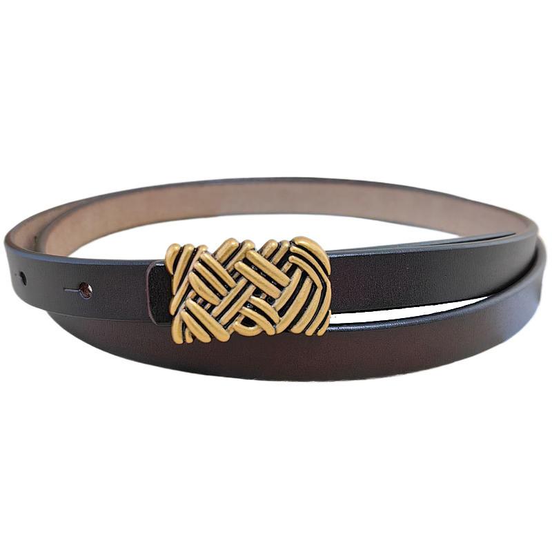 Womens Leather Belt With Classic Silver Buckle For Daily Office Gift Attire