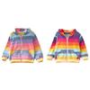 Весенне-осенняя верхняя одежда для маленьких девочек, повседневная толстовка в радужную полоску, свитшот на молнии, детское пальто, топы, От 2 до 6 лет