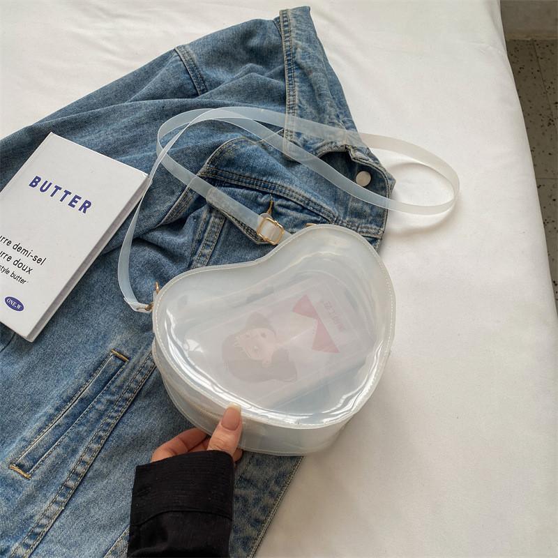 Fashionable Heart-shaped Pvc Shoulder Bag With Street Style Elements For Women