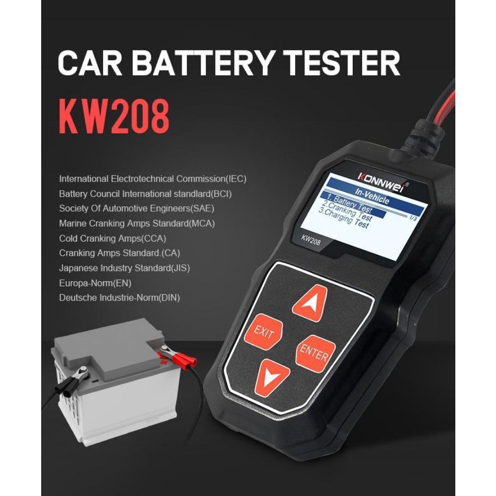 KONNWEI KW208 12V Car Battery Tester 100 To 2000CCA Cranking Charging Circut Tester Battery Analyzer 12 Volts Battery Tools