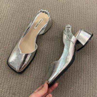 2024 Летние элегантные женские босоножки, модные женские туфли на плоской подошве с эластичной резинкой, женские туфли для вечеринок на квадратном каблуке 35-39