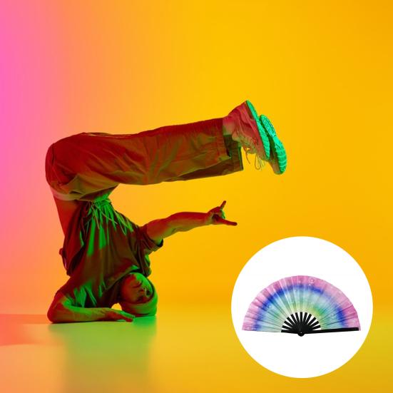 UV Fluorescent Folding Fan Lightweight Kung Fu Dance Performance Handheld Fan Portable Summer Cooling Fan Decoration Party Accessories