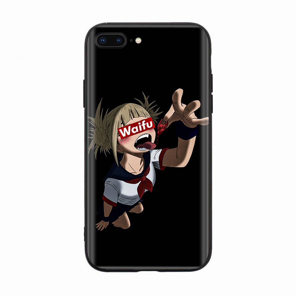 Черный чехол для Xiaomi Redmi 13C Note 9 iPhone XR 7 8 14 15 11 12 13 X XS Pro Max Samsung A25 S23 S24 FE Ultra Plus Waifu Anime Girl