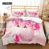 Пододеяльник с розовым рисунком Комплект постельного белья «Роза» для двоих на День святого Валентина Постельное белье на День матери с цветочной тематикой Двуспальная кровать с двумя кроватями King из полиэстера