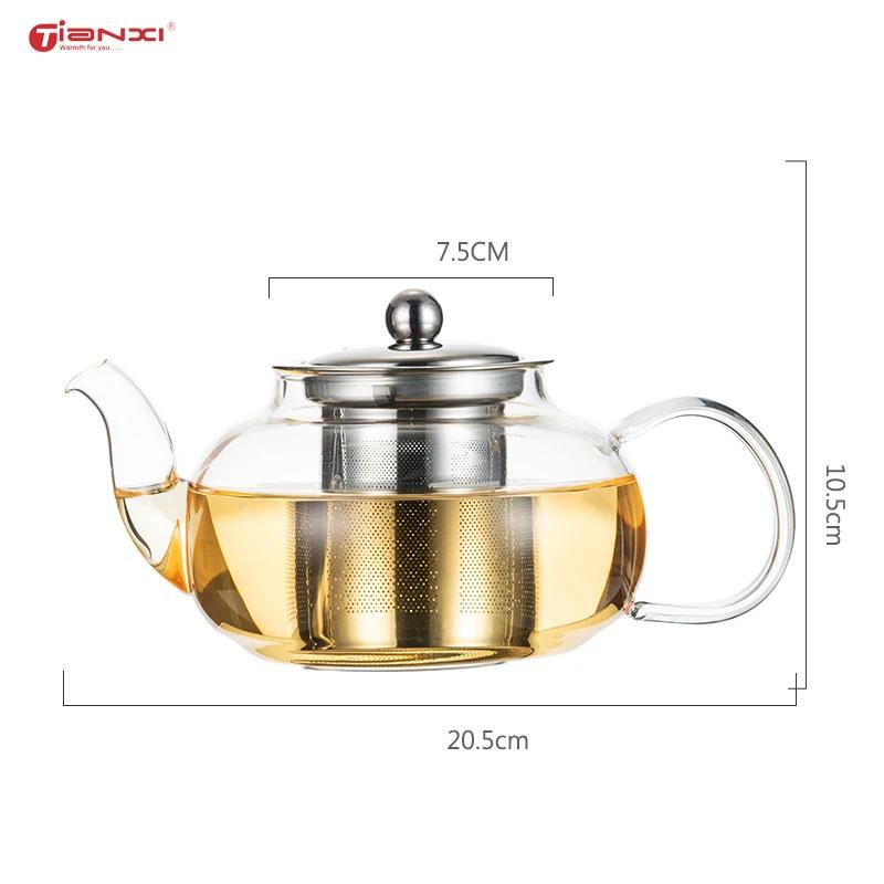 Фильтруемый стеклянный чайник, фильтр из нержавеющей стали, чайный набор, чайник Пуэр, стеклянный кофейник, удобный кофейник с офисной ручкой