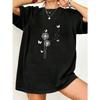 Oversized T Shirt Black Dandelion And Butterflies Print Casual Wear