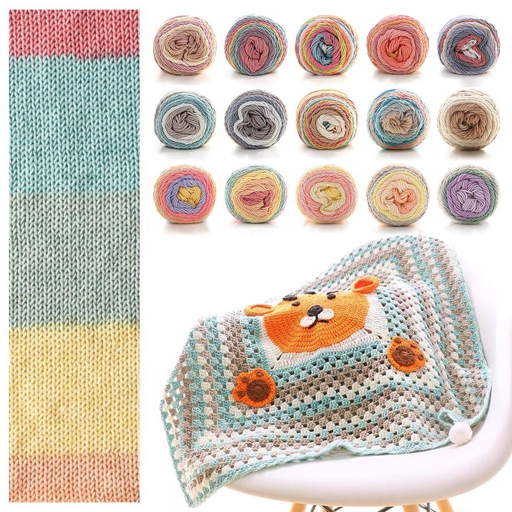Rainbow Color Crochet Knitting DIY Milk Cotton Warm Wool Yarn Sofa Cushion