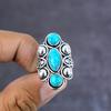 Natural Turquoise Gemstone Handmade 925 Sterling Silver Jewelry Ring Size 7 z0B73