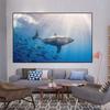 Морские животные Дельфин Акула Рыба Холст Картина Синий океан Плакаты и принты Настенные художественные фотографии Гостиная Домашний декор без рамки