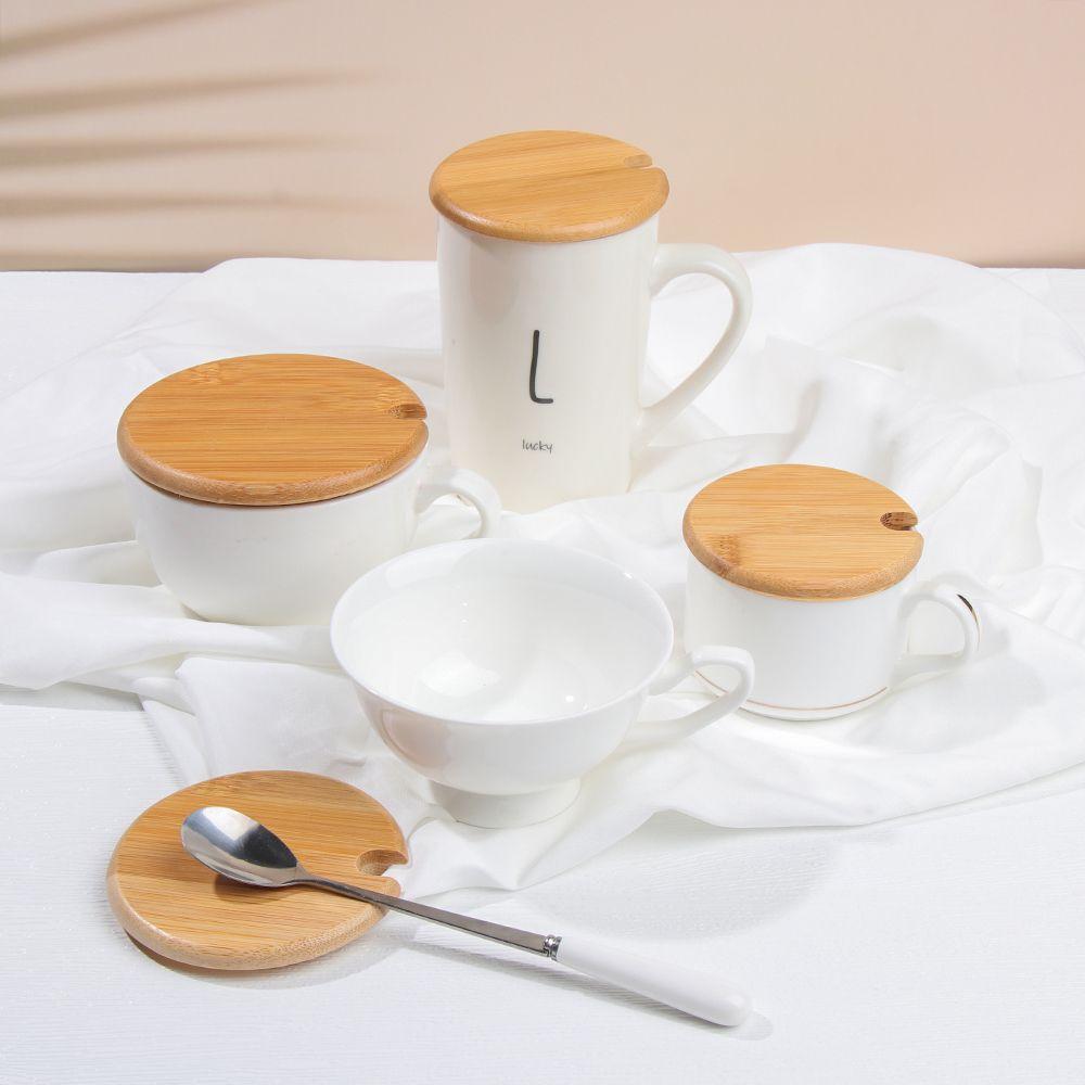 Wood Wide Mouth Can Mason Jar Cap Mug Cover Wooden Lids Lid With Spoon Hole Seasoning Bottle Caps