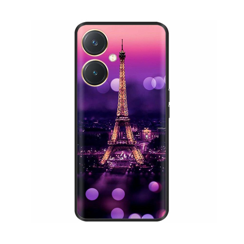 Чехол для Vivo Y27 Y27s Модные Цветы Черный Мягкий Силиконовый Ударопрочный TPU Чехол для Телефона Funda для Vivo Y27 Y 27 Бампер V2249
