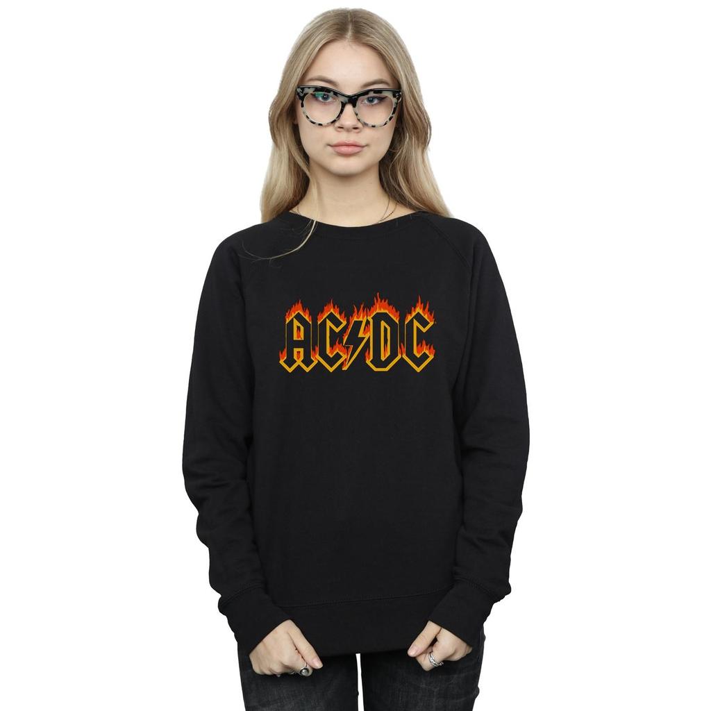 AC/DC Womens/Ladies Flames Logo Sweatshirt