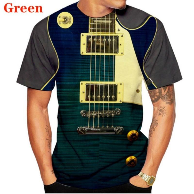 Футболка с принтом «Забавная гитара» в 3D-стиле, унисекс, футболки, толстовки, модные футболки в стиле хип-хоп и уличный стиль с короткими рукавами