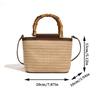Weaving Bag Summer New Bamboo Handle Tote Straw Bag Niche Simple Shoulder Crossbody Bucket Bag Women's Bag KTY