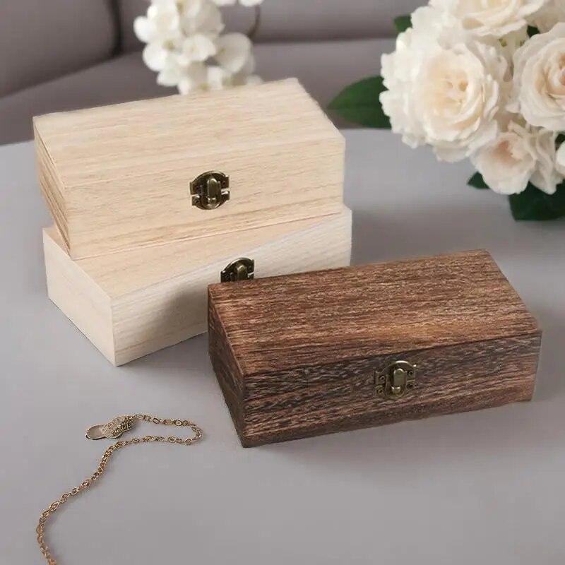 Деревянный ящик в стиле ретро, ​​винтажный футляр для ювелирных изделий, архаичный ящик для хранения ювелирных изделий, домашний настольный деревянный ящик для хранения мелочей, шкатулка