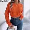 Women's Fashion Casual Fall Winter Solid Color Print Long Sleeve O-Neck Sweaters