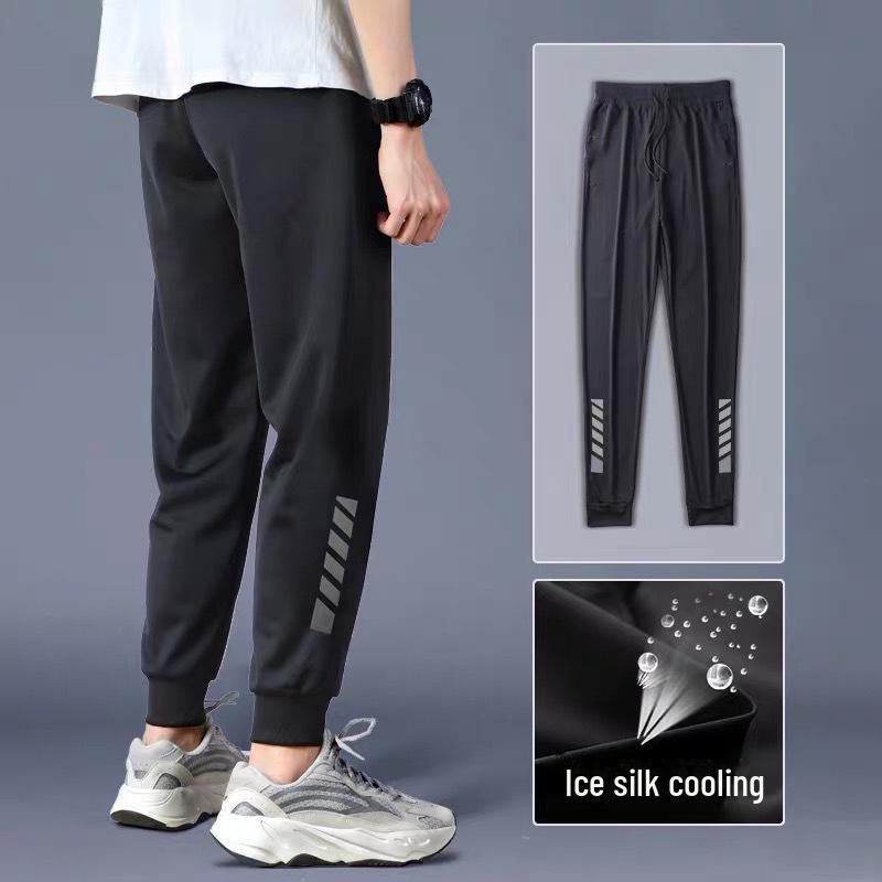 2021 Men's Summer Ice Silk Breathable Stretch Casual Pants - Loose, Airy, Nine-Point Sports Design