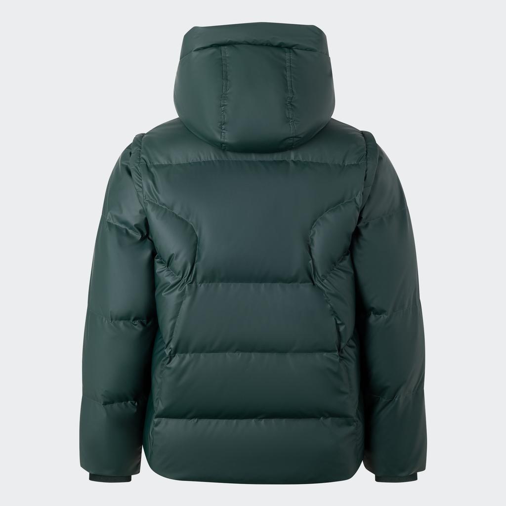 Adidas Оригинальная теплая спортивная куртка-пуховик с капюшоном и съемным логотипом ADC 2N1 DJ M, мужская куртка цвета минеральный зеленый JW1366