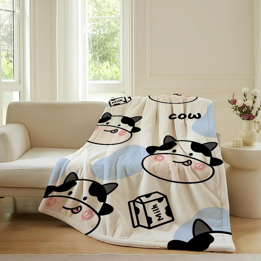 Holstein Spots Cow Texture Blanket Warm Soft Suitable For Bedroom Sofa Bed Living Room Office Travel Camping Gifts