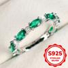 S925 Sterling Silver Elegant Oval Green Zircon Engagement Ring for Women Wedding Band Jewelry Gift