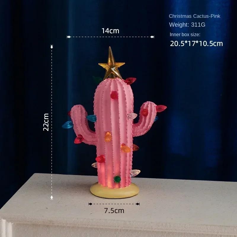 Cactus Resin Decorative Ornaments LED Home Light Design Atmosphere Green Plants Courtyard Desktop Design Atmosphere