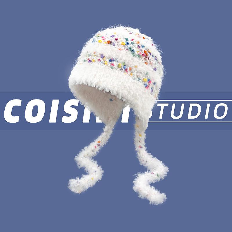 Милые медвежьи ушки Тедди флис вязаный разноцветный пуловер шапка для женщин зимние теплые защитные наушники Able Straps шапки-бомберы