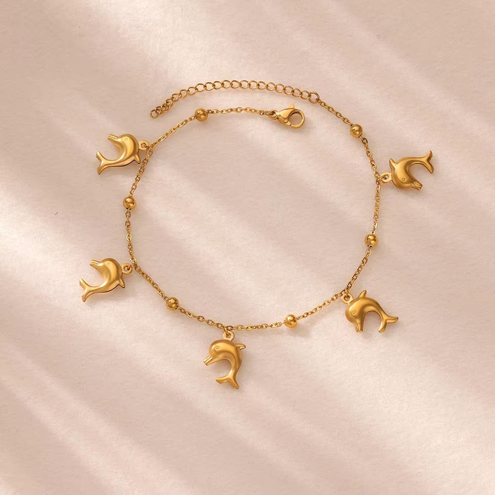 Бусины Браслеты на ногу для женщин Золотой цвет Цепочка из нержавеющей стали Браслет на щиколотку Модные летние пляжные ювелирные аксессуары Подарки