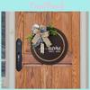 Elegant Spring Leopard Print Bow Welcome Door Sign With Wood Beads For Cottage Style