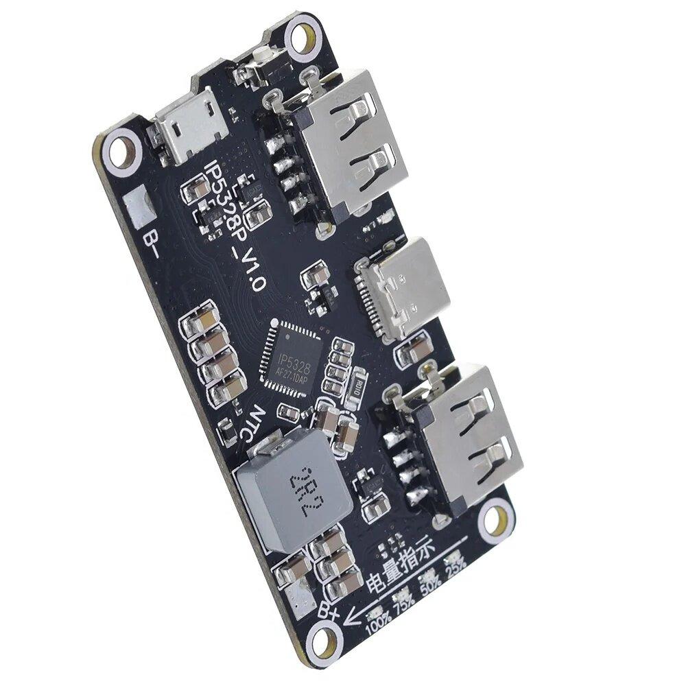 IP5328P Dual USB 18650 зарядное устройство Treasure Tpye-c 3,7 В до 5 В 9 В 12 В повышающее быстрое зарядное устройство печатная плата QC2.0 QC3.0