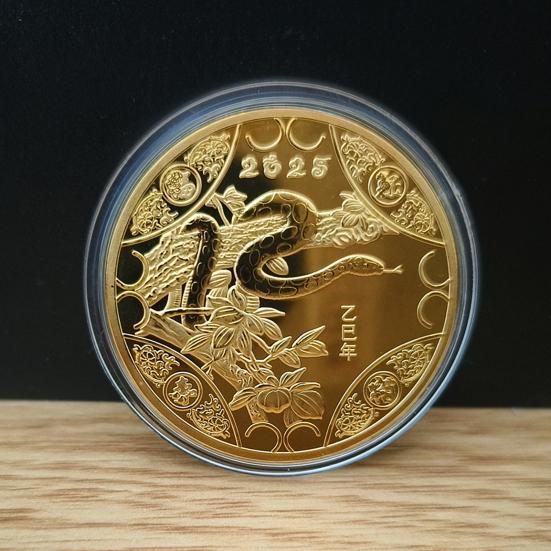 2025 Snake Commemorative Coin Chinese New Year Collectible Iron Coin Year of The Snake Badge Coin for Wealth And Good Luck