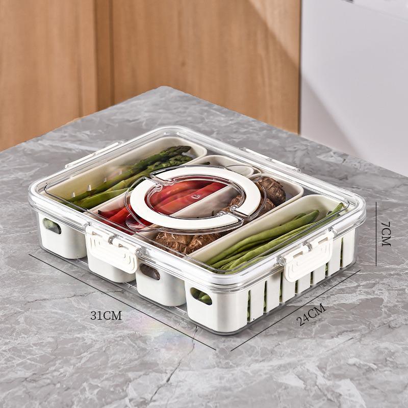Eight-Compartment Transparent Food-Grade Storage Box for Salads and Spices