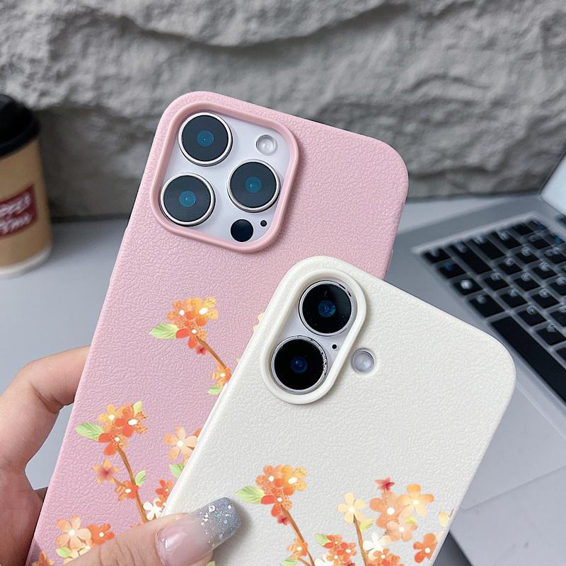 Чехол с цветочным узором «Цветы апельсина» для iPhone 17 Pro Max Funda iPhone 16 Pro Max 15 14 13 12 11 Air 16E Силиконовая накладка с текстурой кожи