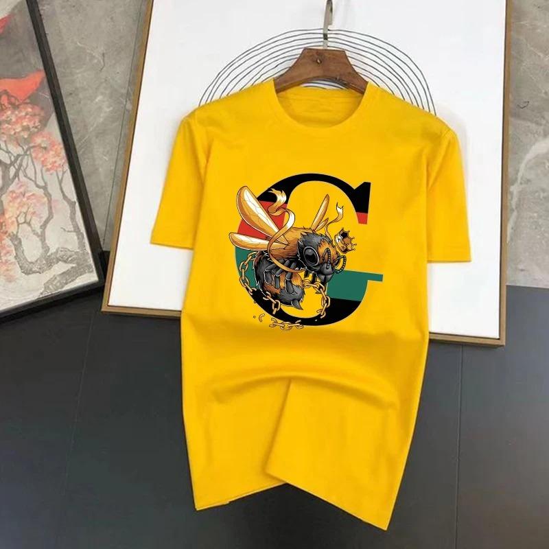 Роскошная футболка с принтом бренда King Bee, оверсайз, футболка Харадзюку, мужская летняя хип-хоп уличная одежда, 100% хлопок, свободный топ, футболки