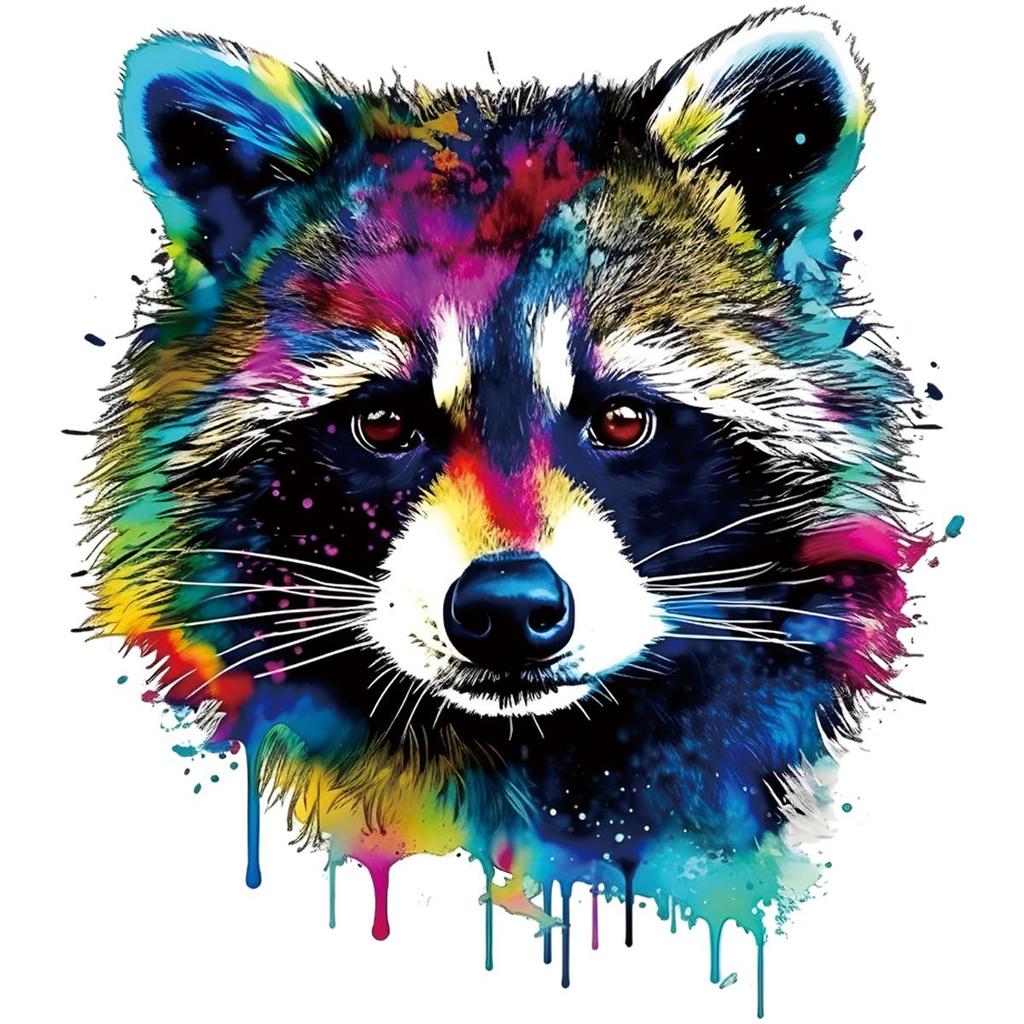 1/2pcs Coloured Raccoon Head Heat Transfer Sticker, DIY Iron-On Decals For Clothes, T-Shirt Making, Pillow Decorating, Clothing Supplies & Appliques