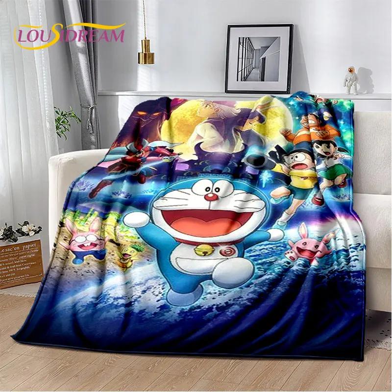 Плюшевое одеяло Doraemon, Мультяшное аниме, Мягкое, Фланелевое покрывало, Для гостиной, спальни, кровати, дивана, Пикника, Теплое для детей