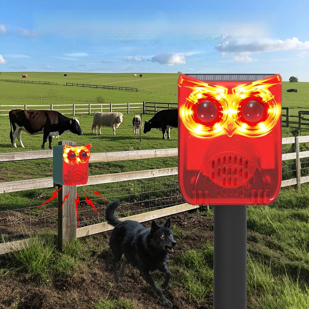 Солнечная уличная сигнализация с датчиком движения, водонепроницаемая, сигнализация безопасности для дома, звук лая собаки и выстрела, отпугиватель животных для двора, фермы, сада