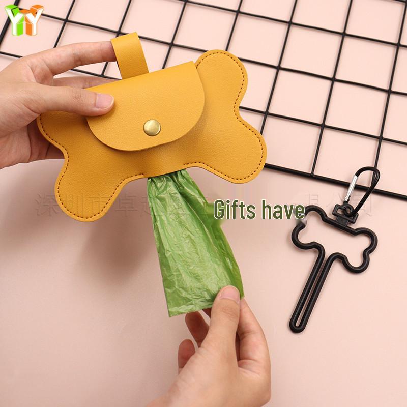 Spot PU Leather Bone-Shaped Pet Waste Bag Dispenser for Cats and Dogs