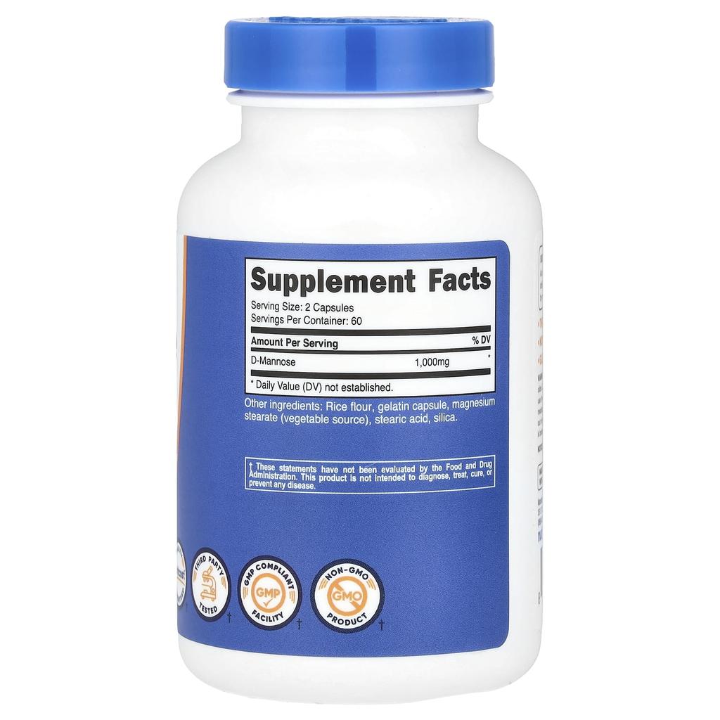 D-Mannose, 120 Capsules (500 Mg Per Capsule)