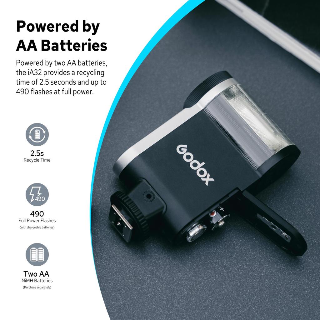 Авторизованная мини-вспышка GODOX iA32 Mini Camera Flash Mini iFlash GN15 цикл 8 мощности подходит для и Olympus камеры камера [Дилер GODOX] 2,5-секундное время, уровни,