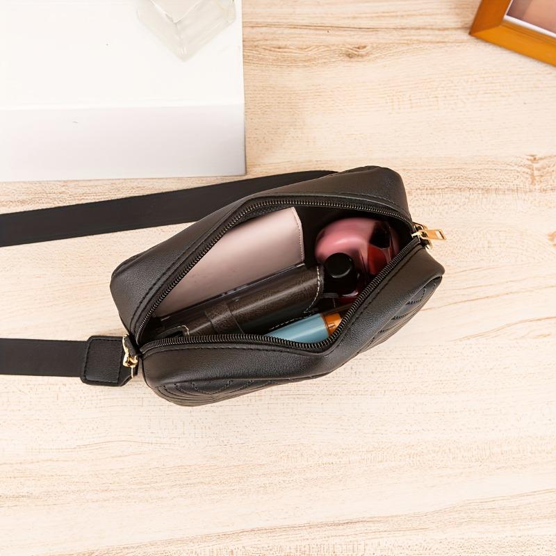 Элегантная стеганая сумка через плечо, модная сумка через плечо на молнии, легкий простой маленький квадратный кошелек