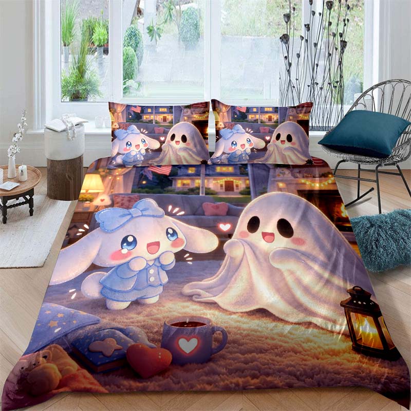 Cinnamoroll patterned soft and comfortable duvet cover, children's bedding set, available in king, large, single and double size