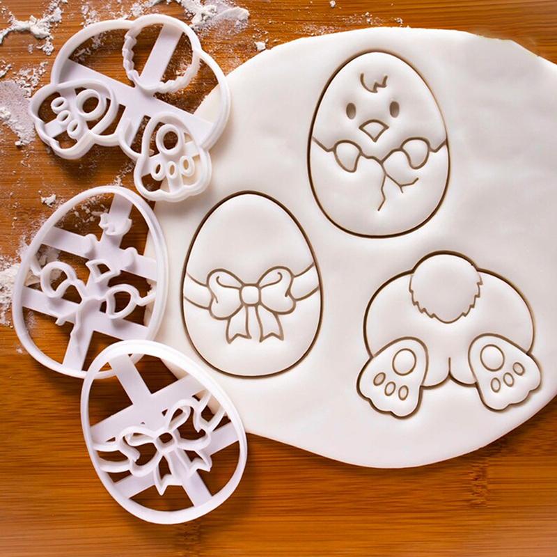 3Pcs Easter Egg Cookie Cutter Bunny Chick Shaped Fondant Icing Biscuit Mold
